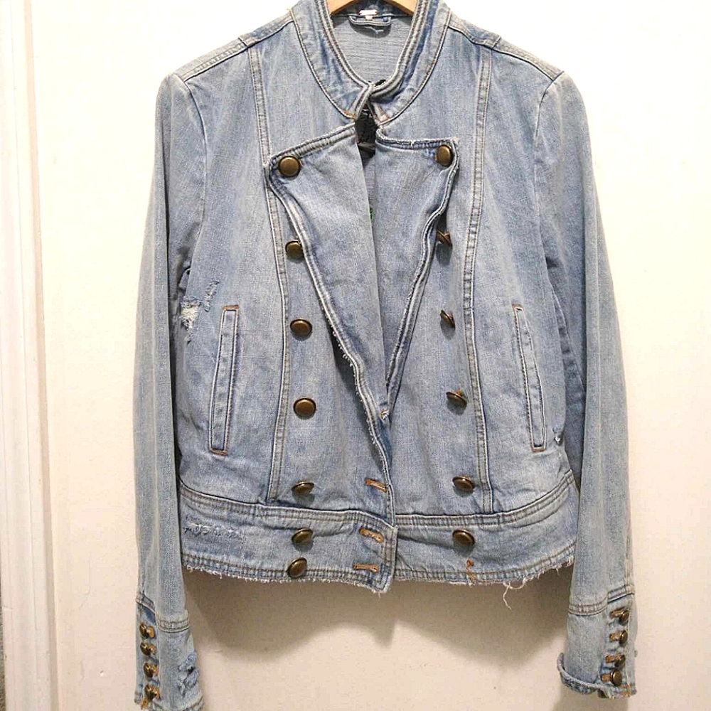 Free People Embroidered Jean Jacket